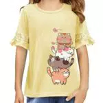 Arshiner Mädchen T-Shirt mit bestickten Ärmeln – Freizeit Kurzarmshirt für Kinder