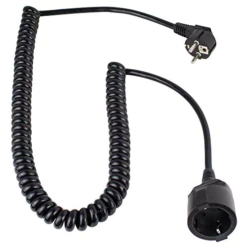 Schwabe Spiralleitung 2,5m dehnbares Kabel mit Schutzkontaktstecker 230V 16A