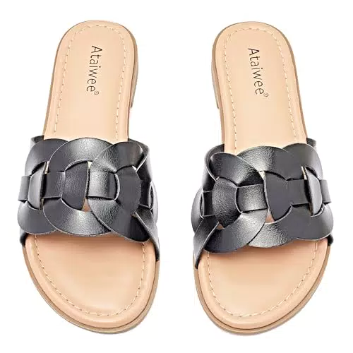 Ataiwee Damen Slide Sandalen - Lässige Sommer-Sandalen mit Kreuzriemen