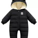 Baby Winter Overall mit Kapuze für Jungen und Mädchen – Warmer Strampler 9-12 Monate