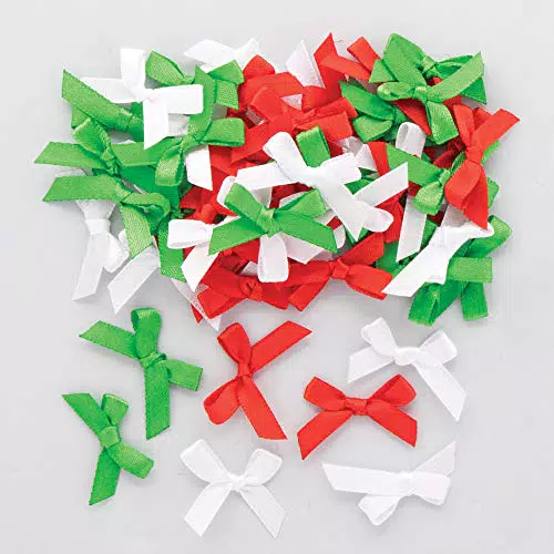Baker Ross AX298 Selbstklebende Satin Weihnachtsschleifen für kreative Bastelprojekte