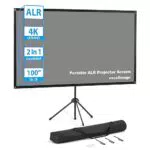 ALR Beamer Leinwand mit Stativ, 100 Zoll, Tragbar, Hoher Kontrast, Heimkino