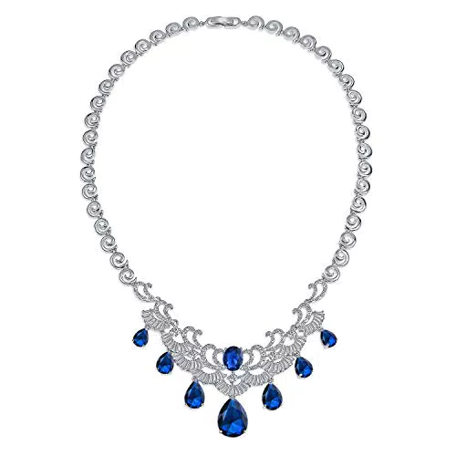 Bling Jewelry Art Deco Statement Halskette für Braut mit Baguette Zirkonia