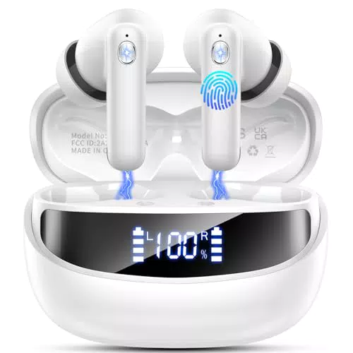 Bluetooth Kopfhörer HiFi Stereo mit LED-Anzeige und 50 Std Spielzeit, IP7 wasserdicht
