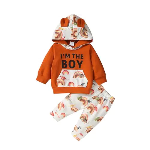 Borlai Baby Jungen Outfit Langarm Hoodie mit Dinosaurier-Prints für Neugeborene