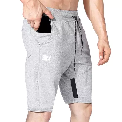 BROKIG Herren Gym Shorts aus Baumwolle für Fitness und Sport mit Taschen