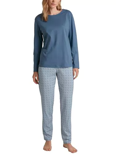 CALIDA Ornament Nights Pyjama Damen lang aus 100% Baumwolle
