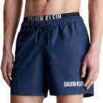 Calvin Klein Herren Badehose Double Waistband Lang - Rot