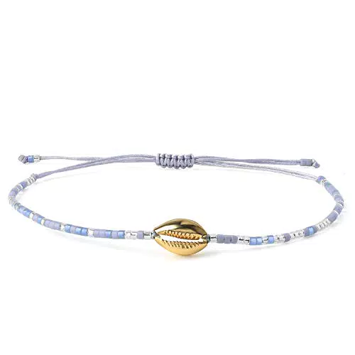C·QUAN Damen Armband mit Muscheln und Miyuki Perlen – Einstellbares Freundschaftsarmband