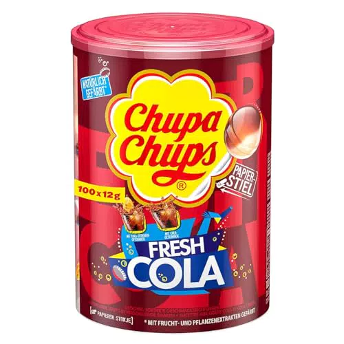 Chupa Chups Cola Lutscher in praktischer Aufbewahrungs-Dose für Feiern