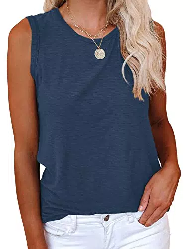 Cicy Bell Damen Ärmelloses Tanktop Rundhalsausschnitt Casual Sommer Baumwolle