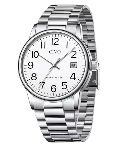 CIVO Herren Armbanduhr Edelstahl Analog Quarz mit Datum, wasserdicht