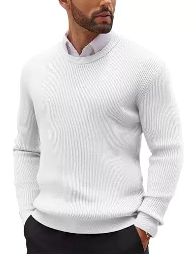 COOFANDY Herren Strickpullover Rundhals Langarm Feinstrick Trendy Pullover