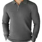 COOFANDY Herren Zip Pullover Polokragen Strickpullover Langarm Sweatshirt