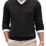 COOFANDY Herren Pullover V-Ausschnitt Langarm Regular Fit Feinstrick