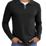 COOFANDY Troyer Sweatshirt Herren Langarm Stehkragen Pullover Winter Casual