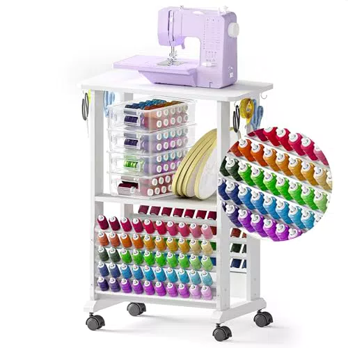 Crafit Nähtisch 3-in-1 Multifunktions-Nähmaschinentisch mit Garnhalter und Rädern