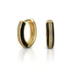 Damen Ohrringe Creolen mit Emaille und Zirkonia, vergoldet 18K, hypoallergen