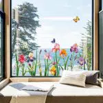 Decalmile Fensteraufkleber Blumen Iris – Fensterbilder für Frühling und Sommer