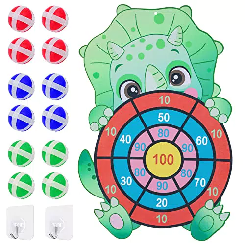 Dinosaurier Spielzeug: Klett Dartscheibe für Kinder – Dart Wurfspiel ab 3 Jahren