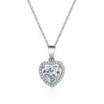 E Jewellery Damen Halskette 925 Silber mit Doppeltem Liebesherz Anhänger