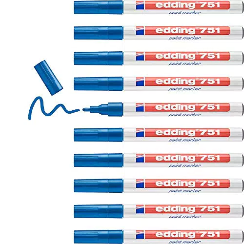 Edding 751 Lackmarker - Rundspitze 1-2 mm - Permanentmarker für Metall, Glas, Kunststoff