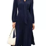 Elegantes Wickelkleid mit V-Ausschnitt und Falten für Damen im Frühling und Herbst