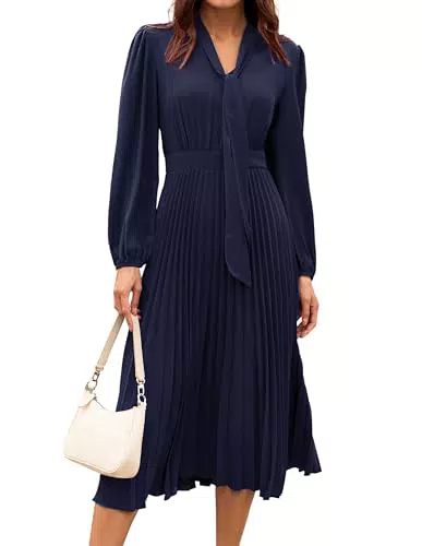 Elegantes Wickelkleid mit V-Ausschnitt und Falten für Damen im Frühling und Herbst