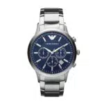 Emporio Armani Herrenuhr, Chronographenwerk, 43mm Silber / Stahl Edelstahlgehäuse mit einem Edelstahlarmband