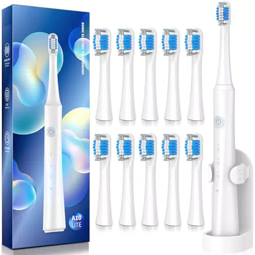 Oral-B Elektrische Zahnbürste mit Halter und 10 Bürstenköpfen, 3 Modi