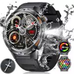 ESFOE Smartwatch Herren Militär mit AMOLED Display, 132 Sportmodi, 5ATM wasserdicht