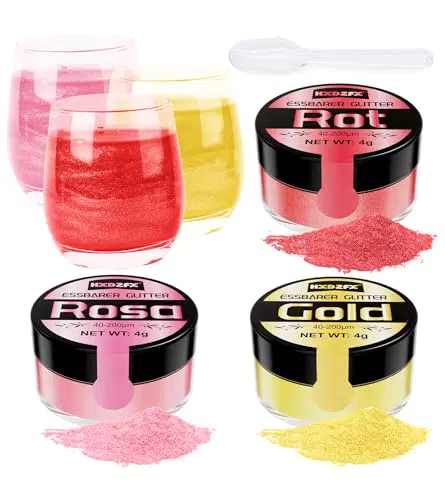 Essbares Glitzer Set - Geschmacksneutrales Glitzerpulver für Getränke und Desserts
