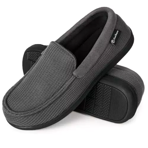 EverFoams Herren Mokassin Pantoffeln mit Komfort Memory Foam und Anti-Rutsch-Sohle