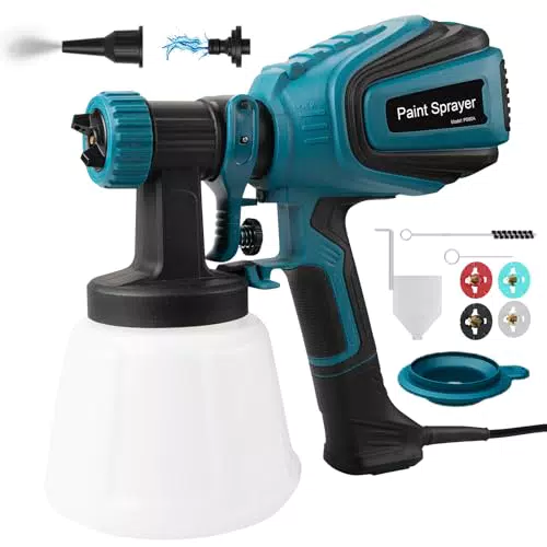 Farbsprüher HVLP 700W Elektro Spritzpistole mit Reinigungsanschlüssen und 4 Düsen