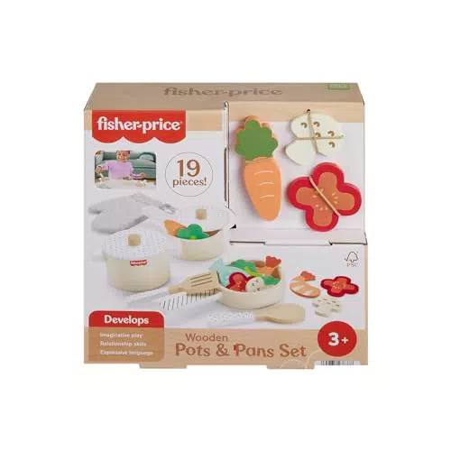 Fisher-Price Rollenspielset Coffee-to-Go aus Holz für Kinder ab 3 Jahren, HXT85