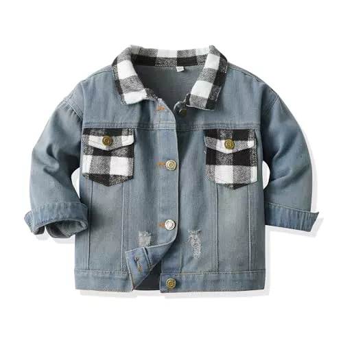 Fnaobai Jeansjacke für Kleinkinder – Klassischer langärmeliger Mantel 1-6 Jahre