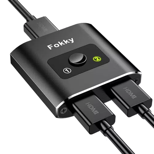 Fokky HDMI Switch HDMI Splitter, 4K@60Hz HDMI Verteiler 2 In 1 Out HDMI 2.0 Kabel) Aluminium Bidirektional HDMI Switcher 1 in 2 Out HDMI Umschalter für Xbox PS5 HDTV Blu-Ray