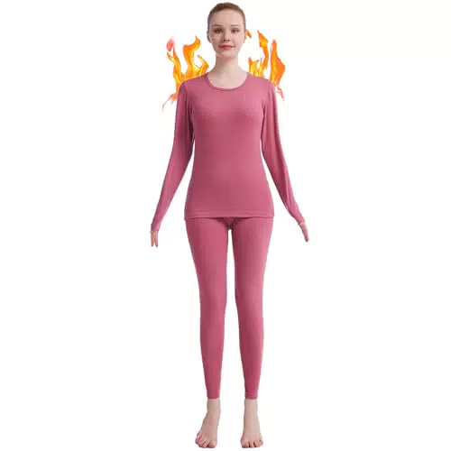 Fomolom Damen Thermounterwäsche Set - Ultraweiche Lange Skiunterwäsche