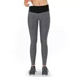 Formbelt Damen Leggings lang mit Taschen grau Melange - Leggins Sporthose Hüfttasche für Smartphone iPhone Handy