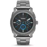 Fossil Machine Herren Chronograph mit Edelstahl- und Lederarmband