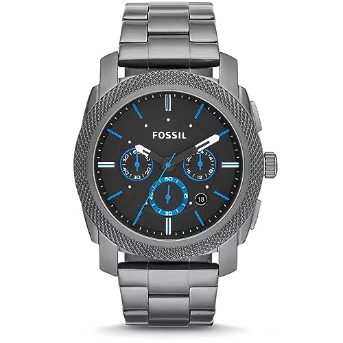 Fossil Machine Herren Chronograph mit Edelstahl- und Lederarmband