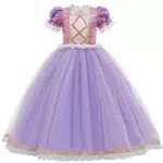 FYMNSI Prinzessin Kostüm Mädchen Karneval Cosplay Maxikleid mit Perücke