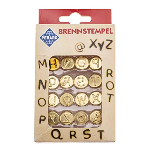 GLOREX Brennstempel Set Pebaro, Buchstaben M-Z aus Messing, zum Einschrauben