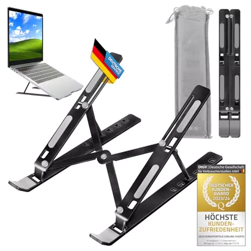 GOODS+GADGETS Mobiler Laptopständer Faltbar, Höhenverstellbare Ergonomie für Home-Office