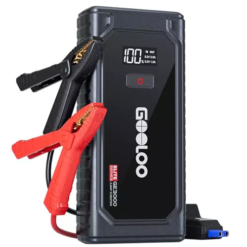 GOOLOO GE3000 Starthilfe Powerbank 3000A für 12V Fahrzeuge mit LED und USB-Ladekabel