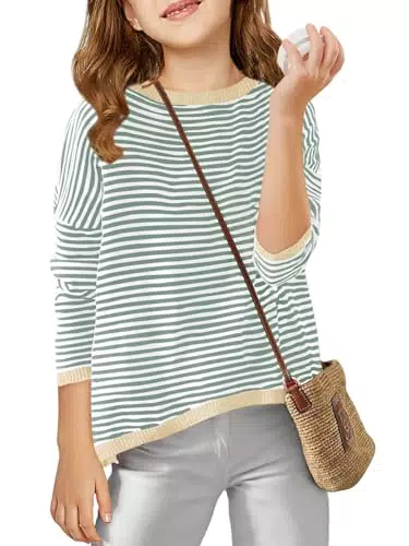 Haloumoning Mädchen Pullover Strickpullover Rundhalsausschnitt Langarm Sweatshirt