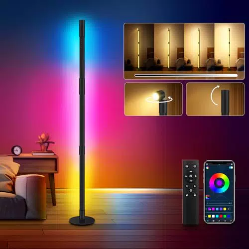 HANDSONIC LED Stehlampe RGBIC Dimmbar mit App und Musikmodus für Wohnzimmer