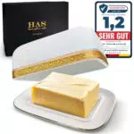 HAS Butterdose Keramik mit Goldrand – elegante Butterbox für die Aufbewahrung