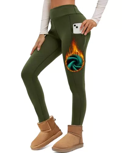 Havideto Thermo Leggings Damen Winter High Waist Fleece Leggings mit Taschen