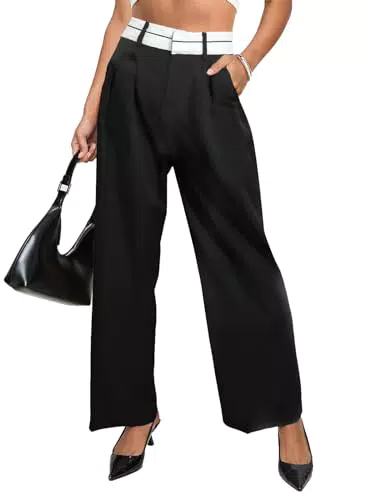 HAWILAND Business Hose Damen - Weite Y2K Anzughose High Waist Bundfaltenhose